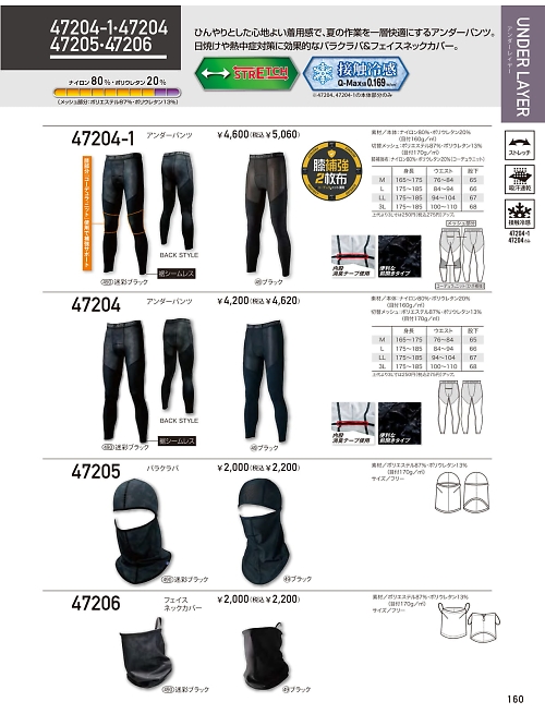 クロダルマ ＫＵＲＯＤＡＲＵＭＡ,47206 フェイスネックカバーの写真は2026最新オンラインカタログ160ページに掲載されています。