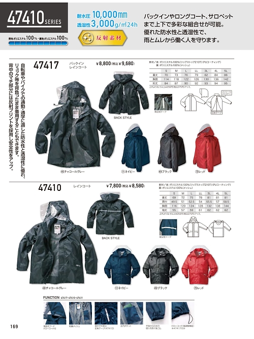 クロダルマ ＫＵＲＯＤＡＲＵＭＡ,47417,バックインレインコートの写真は2026最新カタログ169ページに掲載されています。