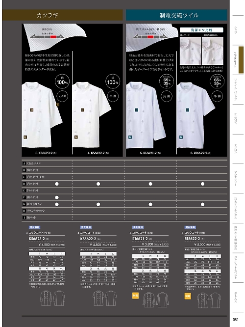 MONTBLANC (住商モンブラン),KS6623-2,兼用7分袖コックコート(白)の写真は2024最新カタログ81ページに掲載されています。