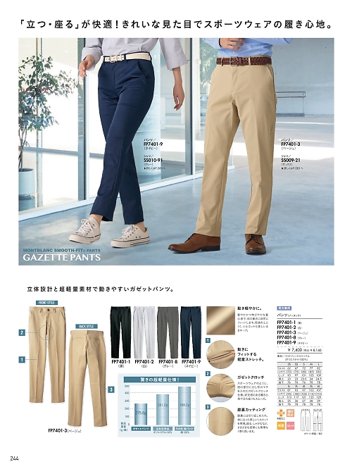 MONTBLANC (住商モンブラン),FP7401-8 兼用パンツ(グレー)の写真は2026最新オンラインカタログ244ページに掲載されています。
