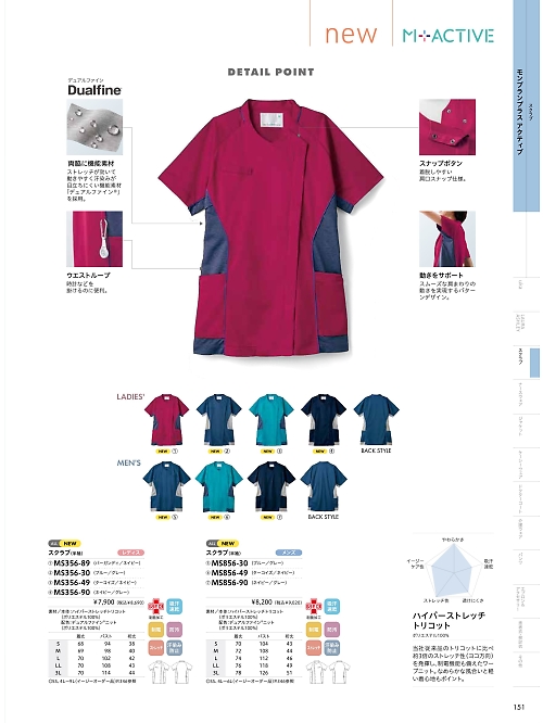 MONTBLANC (住商モンブラン),MS356-30,スクラブレディス半袖の写真は2026最新カタログ151ページに掲載されています。