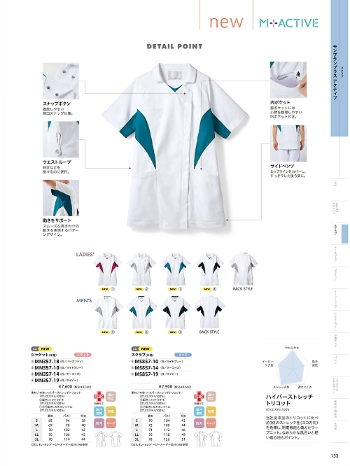 MONTBLANC (住商モンブラン),MN357-10,ナースジャケット半袖の写真は2026最新カタログ153ページに掲載されています。