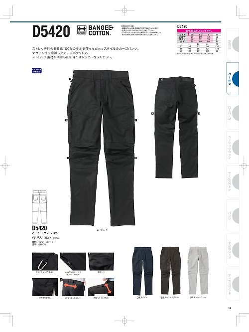 NAKATUKA CALJAC,D5420 アーマードパンツの写真は2025最新オンラインカタログ12ページに掲載されています。