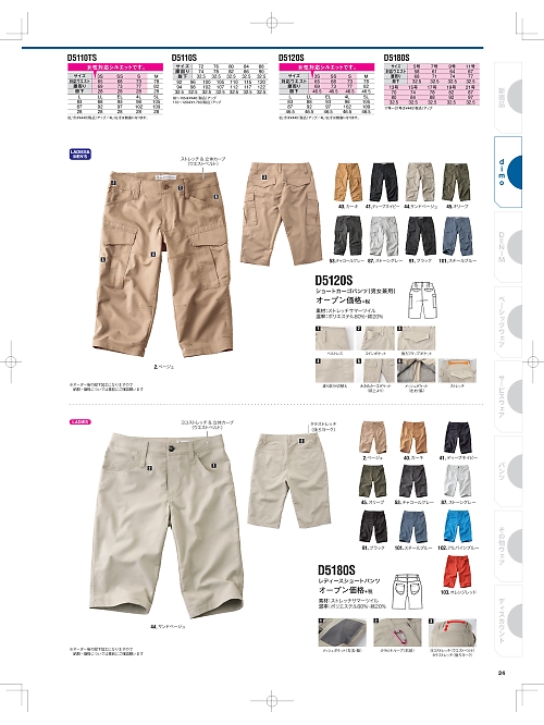 NAKATUKA CALJAC,D5180S レディースショートパンツの写真は2025最新オンラインカタログ24ページに掲載されています。
