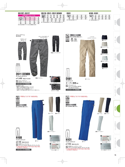 NAKATUKA CALJAC,N100,ワンタックパンツの写真は2025最新のオンラインカタログの76ページに掲載されています。