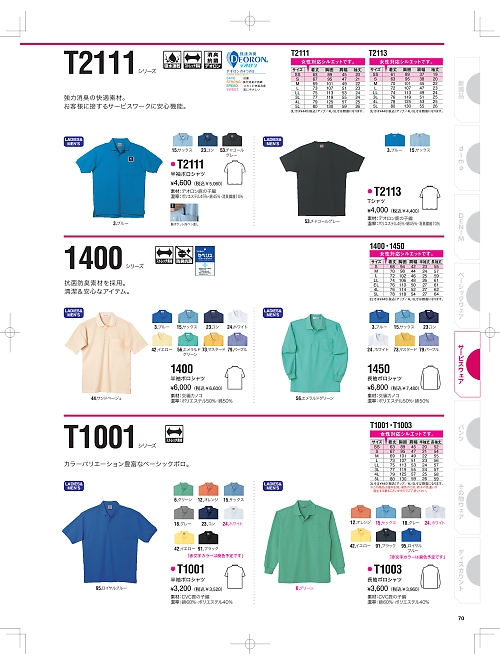 NAKATUKA CALJAC,T1001,半袖ポロシャツの写真は2025-26最新のオンラインカタログの70ページに掲載されています。