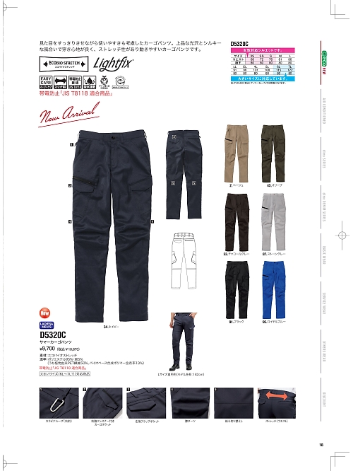 NAKATUKA CALJAC,D5320C カーゴパンツの写真は2026最新オンラインカタログ18ページに掲載されています。