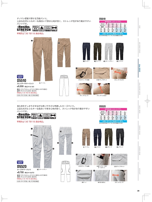 NAKATUKA CALJAC,D5520 カーゴパンツの写真は2026最新オンラインカタログ28ページに掲載されています。