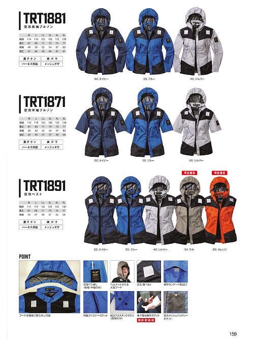 日新被服（ＲＡＫＡＮ）,TRT1871 半袖ブルゾン(空調服)の写真は2025最新オンラインカタログ159ページに掲載されています。