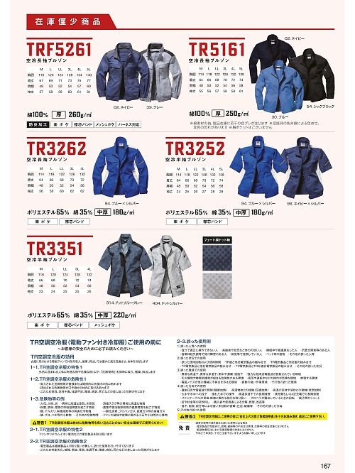 日新被服（ＲＡＫＡＮ）,TRF5261 長袖ブルゾン(空調服)の写真は2025最新オンラインカタログ167ページに掲載されています。