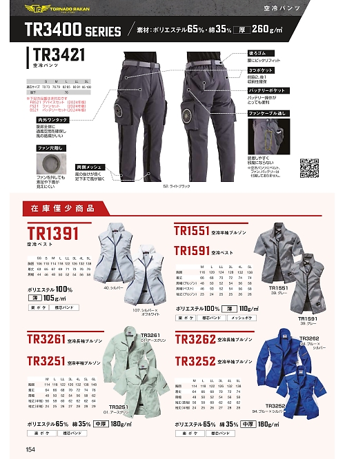 日新被服（ＲＡＫＡＮ）,TR1391 ベスト(空調服)の写真は2026最新オンラインカタログ154ページに掲載されています。