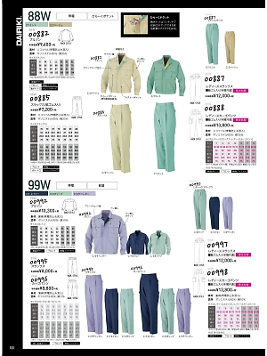 大川被服 DAIRIKI Kansai uniform,00998,レディースカーゴスラックスの写真は2019最新カタログ100ページに掲載されています。
