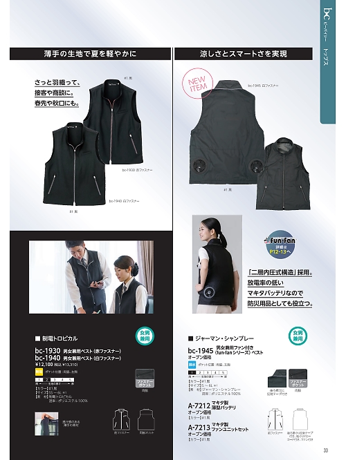 リミット ＬＩＭＩＴ UniWear,BC1940 ベスト(男女兼用)の写真は2026最新オンラインカタログ33ページに掲載されています。