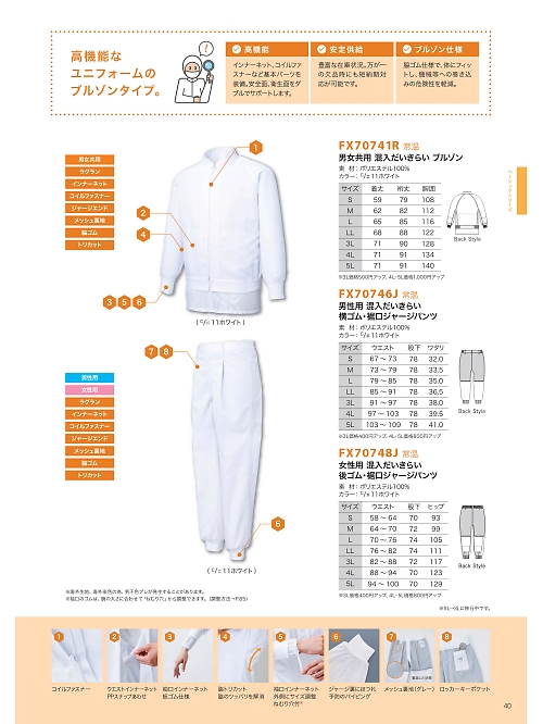 Fxj サンエス Sun Sの女性パンツ 裾口ジャージ ユニフォームのユニフィス