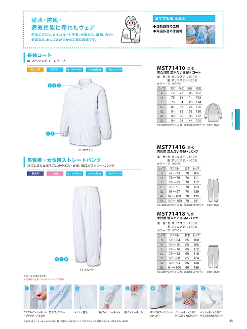 サンエス SUN-S,MST71418,女性防水パンツの写真は2025最新カタログ48ページに掲載されています。