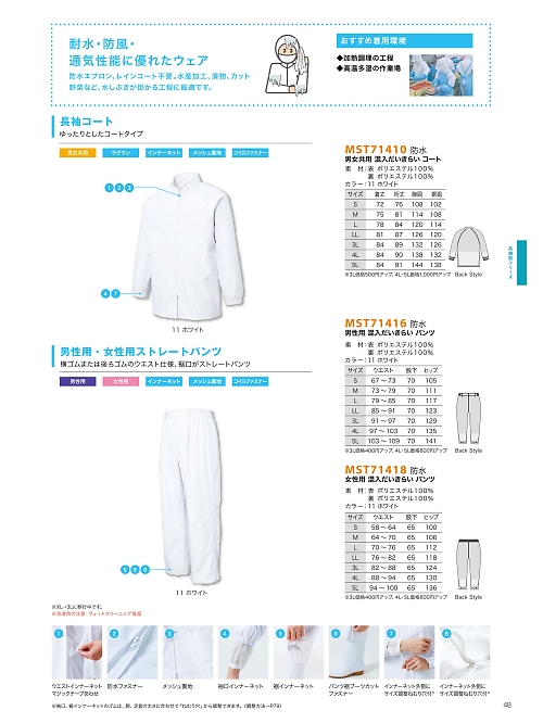 サンエス SUN-S,MST71418,女性防水パンツの写真は2026最新カタログ48ページに掲載されています。