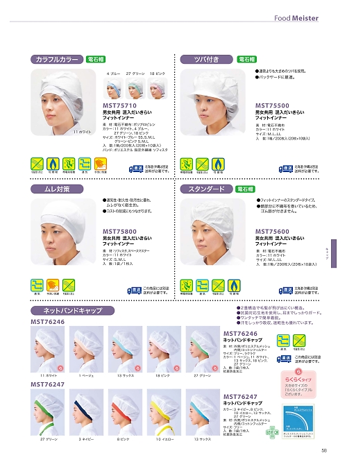 サンエス SUN-S,MST75500 フィットインナー(200)返品不の写真は2026最新オンラインカタログ58ページに掲載されています。