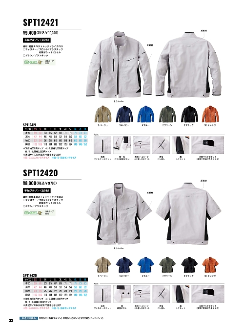 サンエス SUN-S,SPT12421,長袖ブルゾン(春夏)の写真は2026最新カタログ33ページに掲載されています。