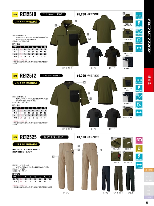 サンエス SUN-S,RE12510 半袖ポロシャツの写真は2026最新オンラインカタログ60ページに掲載されています。