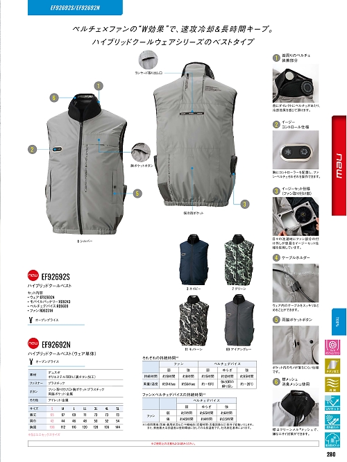 サンエス SUN-S,EF92692N,ベスト(ウエア単体)の写真は2026最新カタログ280ページに掲載されています。