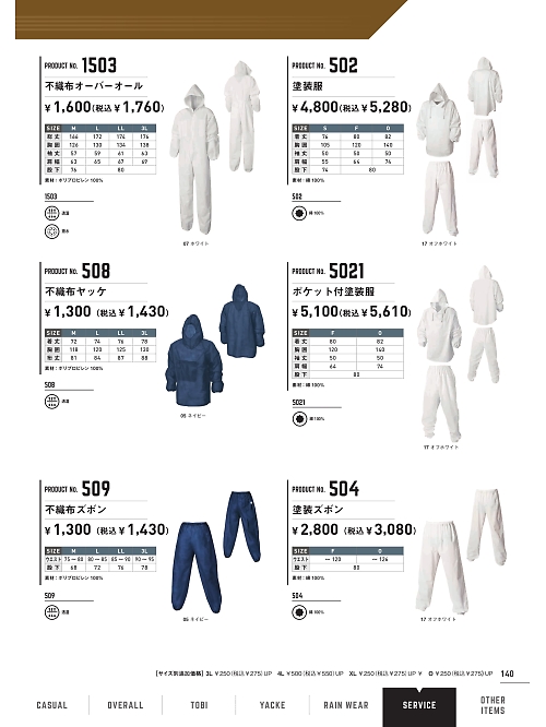 シンメン BigRun,5021,ポケット付塗装服の写真は2024最新カタログ140ページに掲載されています。