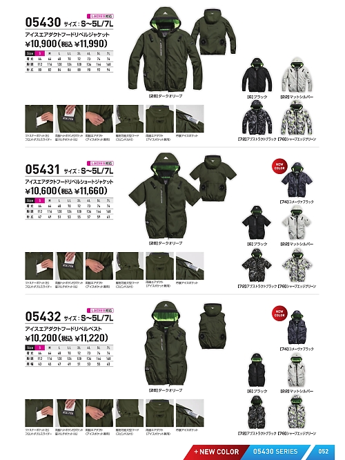 シンメン BigRun,05430 フードジャケット(空調服)の写真は2025最新オンラインカタログ52ページに掲載されています。