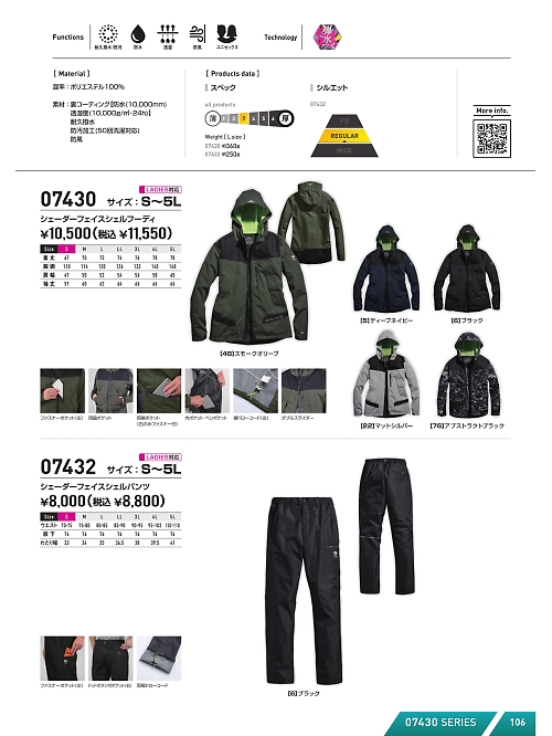 シンメン BigRun,07432 シェーダーフェイスシェルパンツの写真は2025最新オンラインカタログ106ページに掲載されています。