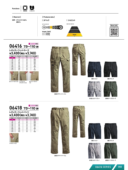 シンメン BigRun,06418,レギュラーフィットパンツの写真は2025-26最新カタログ82ページに掲載されています。