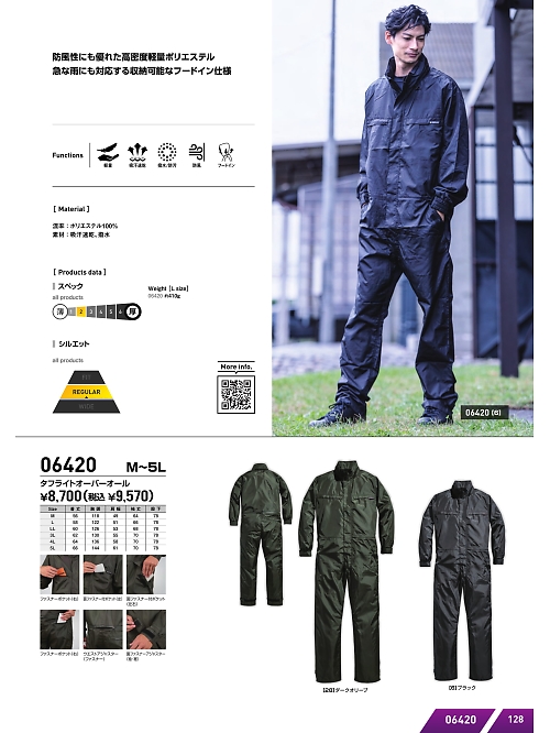 シンメン BigRun,06420,タフライトオーバーオールの写真は2025-26最新カタログ128ページに掲載されています。