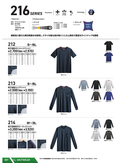 シンメン BigRun,212,吸汗速乾Tシャツ(ポケ無)の写真は2026最新のオンラインカタログの87ページに掲載されています。
