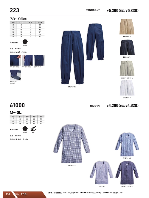 シンメン BigRun,223 三段鳶綿ニッカの写真は2026最新オンラインカタログ137ページに掲載されています。