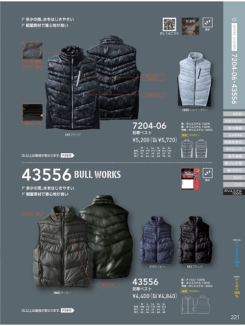 ＳＯＷＡ(桑和),7204-06,防寒ベストの写真は2021-22最新カタログ221ページに掲載されています。
