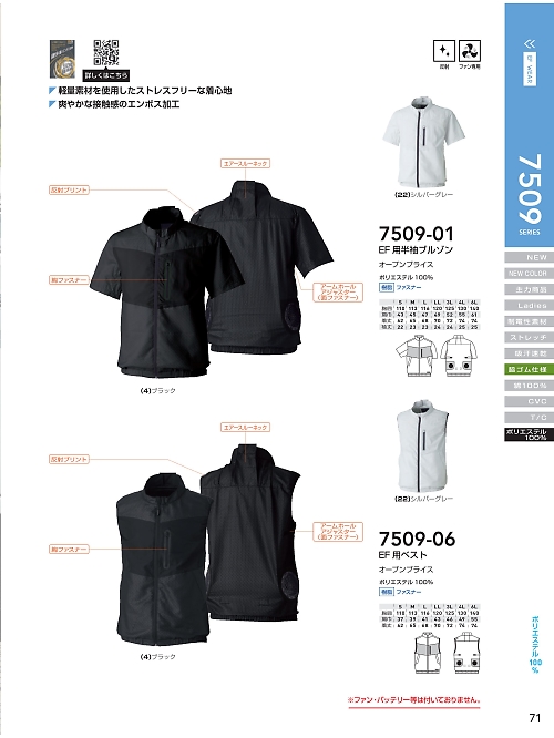 ＳＯＷＡ(桑和),7509-06 ベスト(EF用)の写真は2022最新オンラインカタログ71ページに掲載されています。