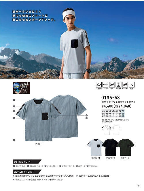 ＳＯＷＡ(桑和),0135-53,半袖Tシャツの写真は2024最新カタログ71ページに掲載されています。