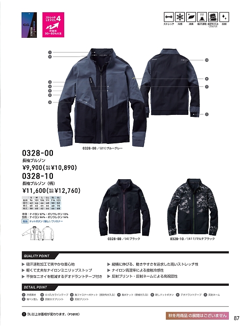 ＳＯＷＡ(桑和),0328-10 長袖ブルゾンの写真は2025最新オンラインカタログ87ページに掲載されています。