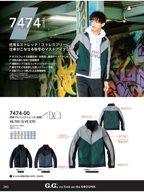 ＳＯＷＡ(桑和),7474-00 防風軽防寒ブルゾンの写真は2025-26最新オンラインカタログ240ページに掲載されています。