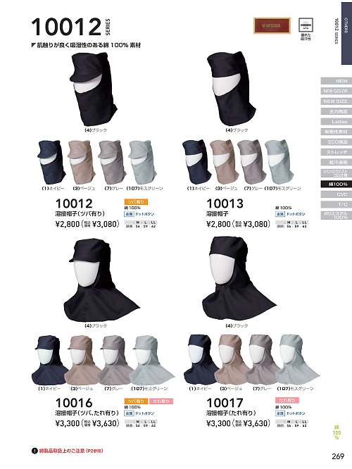 ＳＯＷＡ(桑和),10017 溶接帽(タレツバ無)の写真は2025-26最新オンラインカタログ269ページに掲載されています。