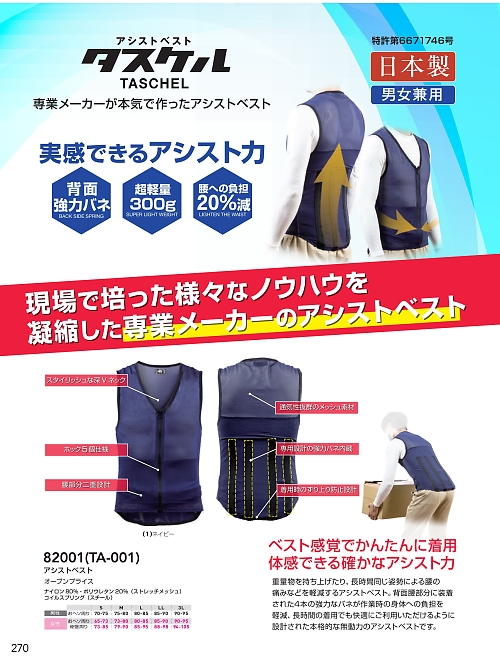 ＳＯＷＡ(桑和),82001,TA-001アシストベストの写真は2025-26最新カタログ270ページに掲載されています。