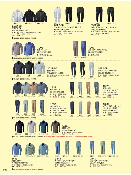 ＳＯＷＡ(桑和),3443,長袖ブルゾンの写真は2025-26最新のオンラインカタログの274ページに掲載されています。