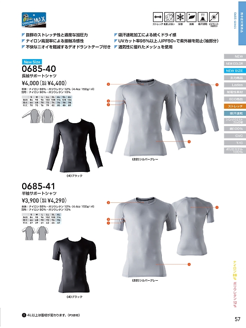 ＳＯＷＡ(桑和),0685-41 半袖サポートシャツの写真は2026最新オンラインカタログ57ページに掲載されています。