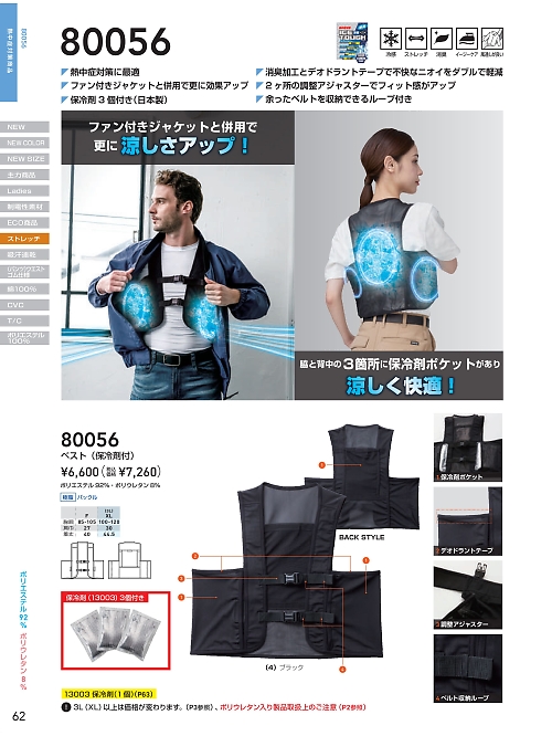 ＳＯＷＡ(桑和),80056 保冷剤ベストの写真は2026最新オンラインカタログ62ページに掲載されています。