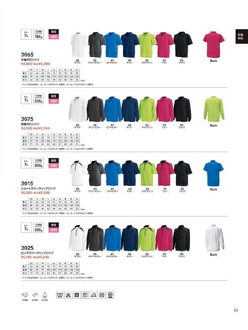TSデザイン TS DESIGN [藤和],3075,長袖ポロシャツの写真は2024最新のオンラインカタログの53ページに掲載されています。