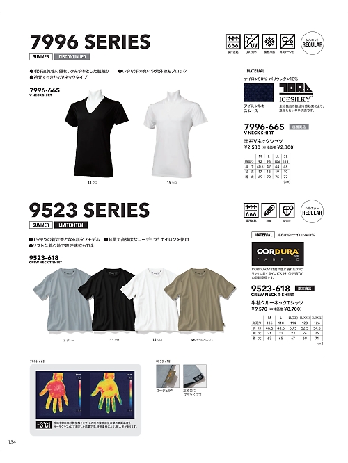 寅壱(TORA style),7996-665 半袖VネックTシャツの写真は2024最新オンラインカタログ134ページに掲載されています。