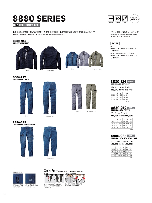 寅壱(TORA style),8880-124 デニムワークジャケットの写真は2026最新オンラインカタログ68ページに掲載されています。