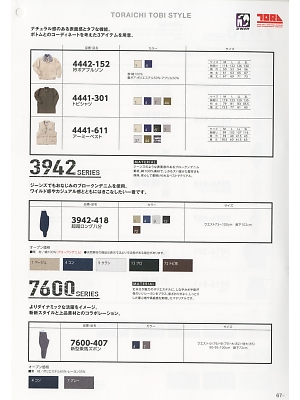 寅壱(TORA style),4441-301,トビシャツの写真は2019最新のオンラインカタログの67ページに掲載されています。