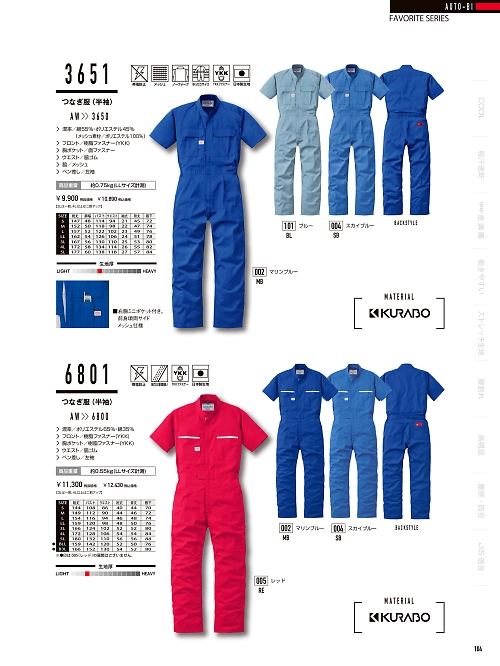 山田辰 DICKIES WORK　AUTO-BI THEMAN,3651,半袖ツヅキ服の写真は2024最新のオンラインカタログの104ページに掲載されています。