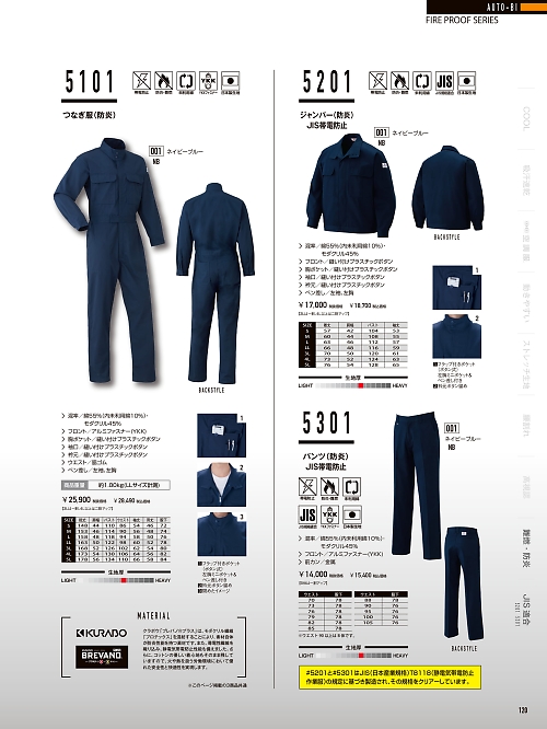 山田辰 DICKIES WORK　AUTO-BI THEMAN,5201,防炎ジャンパーの写真は2024最新カタログ120ページに掲載されています。