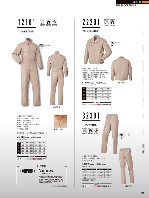 山田辰 DICKIES WORK　AUTO-BI THEMAN,32301 ノーメックス･パンツの写真は2024最新オンラインカタログ122ページに掲載されています。