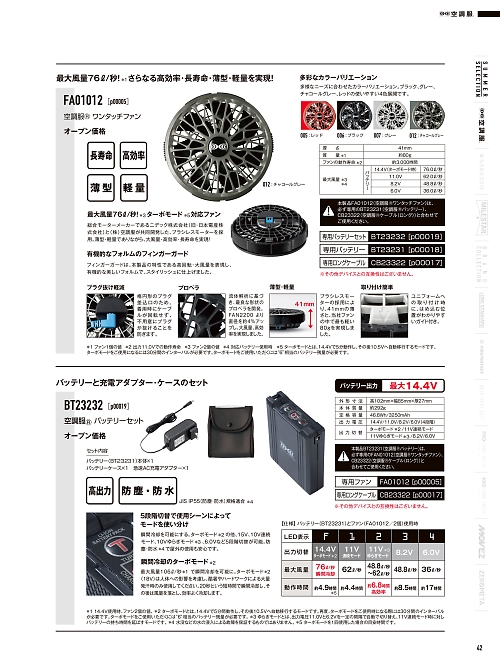 山田辰 DICKIES WORK　AUTO-BI THEMAN,BT23232 空調服バッテリーセットP00019の写真は2026最新オンラインカタログ42ページに掲載されています。