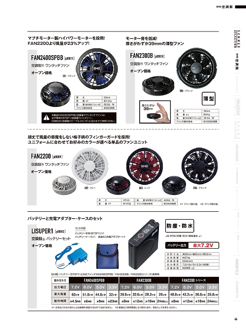 山田辰 DICKIES WORK　AUTO-BI THEMAN,LISUPER1 空調服バッテリーセットP00012の写真は2026最新オンラインカタログ44ページに掲載されています。